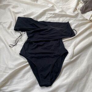 Chic Black bodysuit off the shoulders elegant top ✨